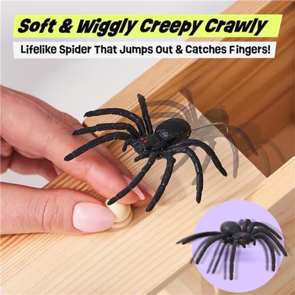Spider Prank Box- Funny Wooden Box Toy Spider Prank, Hilarious April Fools Day - Picture 3 of 7